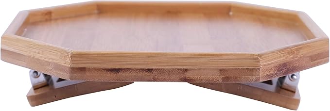 Xchouxer Side Tables Natural Bamboo Sofa Armrest Clip-On Tray, Ideal for Remote/Drinks/Phone