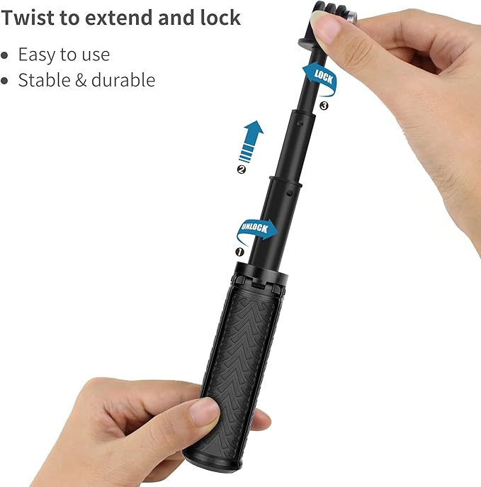 YALLSAME Mini Selfie Stick Tripod for GoPro Hero 13 12 11 10 9 8, Portable Handle Grip Action Camera Selfie Stick for DJI Osmo Action 6/5 Pro/4/AKASO Brave EK7000, Extension Pole Tripod for GoPro Max