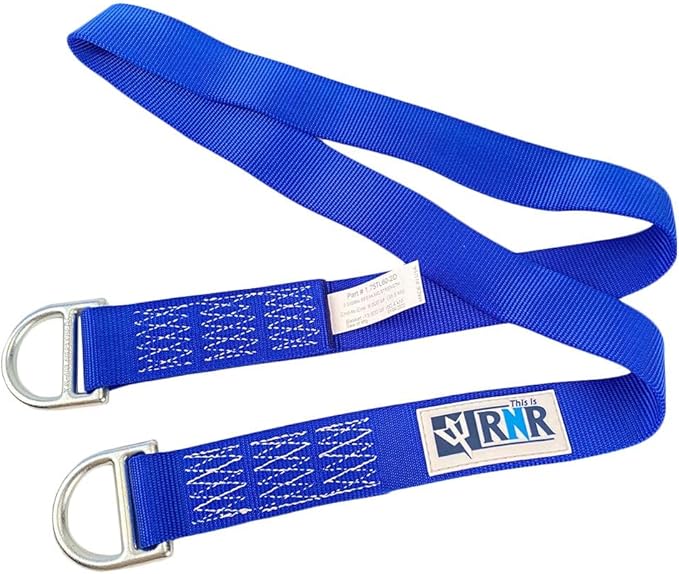 Rock-N-Rescue Professional Nylon Web Anchor Strap - Safety-Rated D-Ring Configuration, Heavy-Duty Fall Protection Equipment, Multiple Lengths 36-180 Inch, Industrial Safety Gear