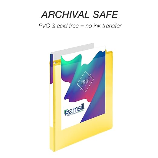 Samsill Durable 0.5 inch 3 Ring Binder, Made in USA, D Ring Binder, FSC 100% Recycled Chipboard, Yellow
