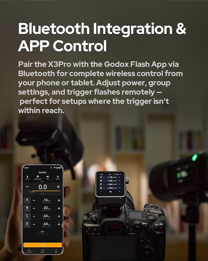 Godox X3 Pro F X3Pro F TTL Wireless Flash Trigger (𝐗𝟑-𝐅 𝐔𝐩𝐠𝐫𝐚𝐝𝐞) for Fujifilm Camera with Bluetooth APP Control & Camera Shutter Release, 2.4‘’ Color Touchscreen Transmitter