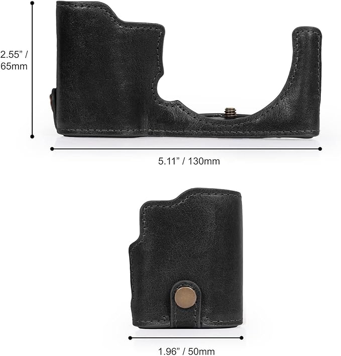 MegaGear Ever Ready Genuine Leather Camera Half Case Compatible with Sony ZV-E10 (Black)