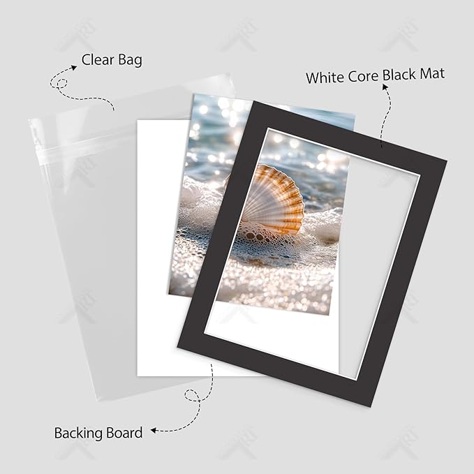 Golden State Art, Acid Free, Pack of 25 11x14 Black Picture Mats Mattes with White Core Bevel Cut for 9x12 Photo + Backing + Bags