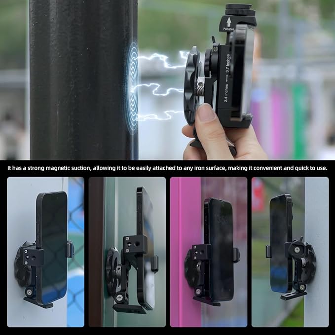 Magnetic Phone Tripod Mount,1/4" Thread Cold Shoe 360° Rotation,Compatible with iPhone16 15 14 13 12 Pro All Series,Magnetic Ring iPhone Tripod Mount Adapter