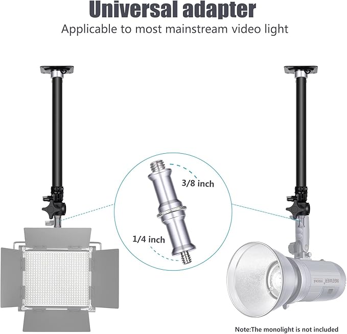 Neewer Wall Mounting Boom Arm 15-23.6 inches/38-60 Centimeters Adjustable Length with 1/4 inch to 3/8 inch Universal Adapter for Photo Studio Video Light, Monolights Photography