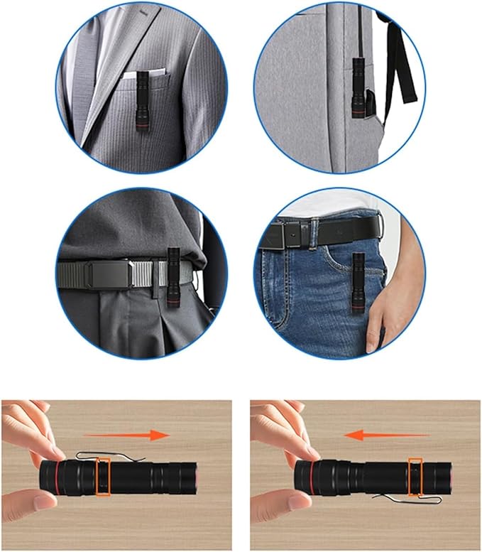 10 Pack Small Mini LED Flashlights, Single Mode Zoomable Flashlight AA Battery Powerful Flashlights with Pocket Clip, Portable Bulk EDC Flash Light for Home, Gift, Emergency, Camping, Hiking