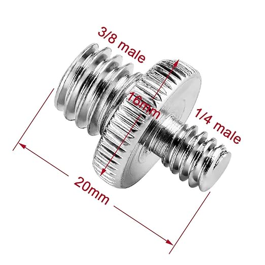 1/4" Male to 3/8" Male Threaded Camera Tripod Screw Adapter Converter, 6 Pack with Storage Box