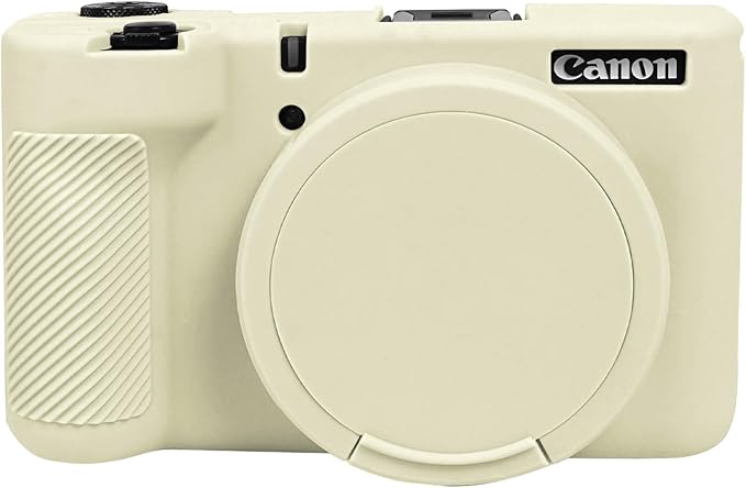 EASY HOOD V1 Case, Silicone Camera Cover with Removable Lens Cover, Soft Protector Lightweight Carrying Body Skin for Canon PowerShot V1 Digital Camera - Beige