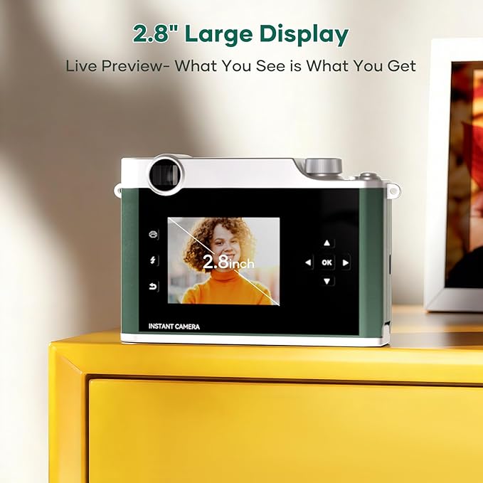 iDPRT Hanin Instant Print Camera, Instant Film Camera, Wireless Bluetooth Photo Printer + 10 Sheets Photo Paper, Portable Instant Cameras That Print Photos for Christmas/Birthday/Travel/Party