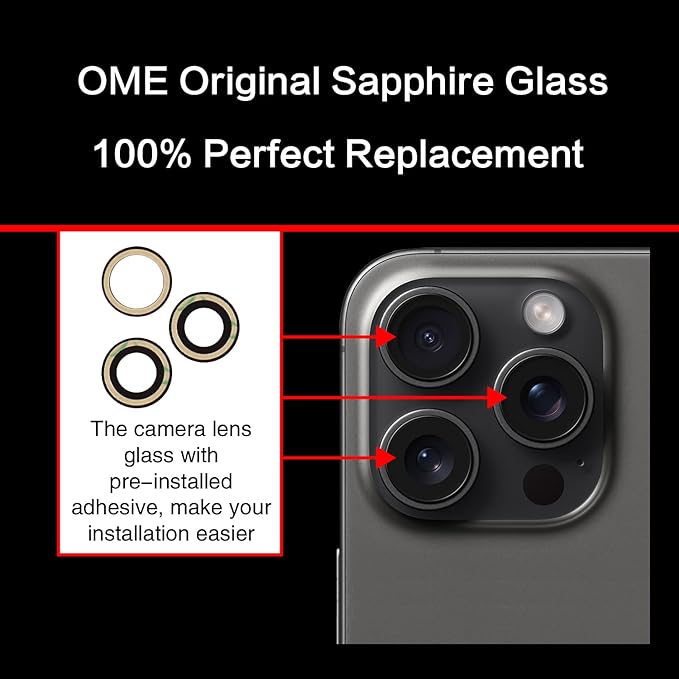 2PCS for ASDAWN Back Rear Camera Lens Glass Replacement for iPhone 15 Pro Max 6.7 Inches with Pre-Installed Adhesive, ASDAWN Back Camera Lens Glass kit with Installation Manual + Repair Tool Set