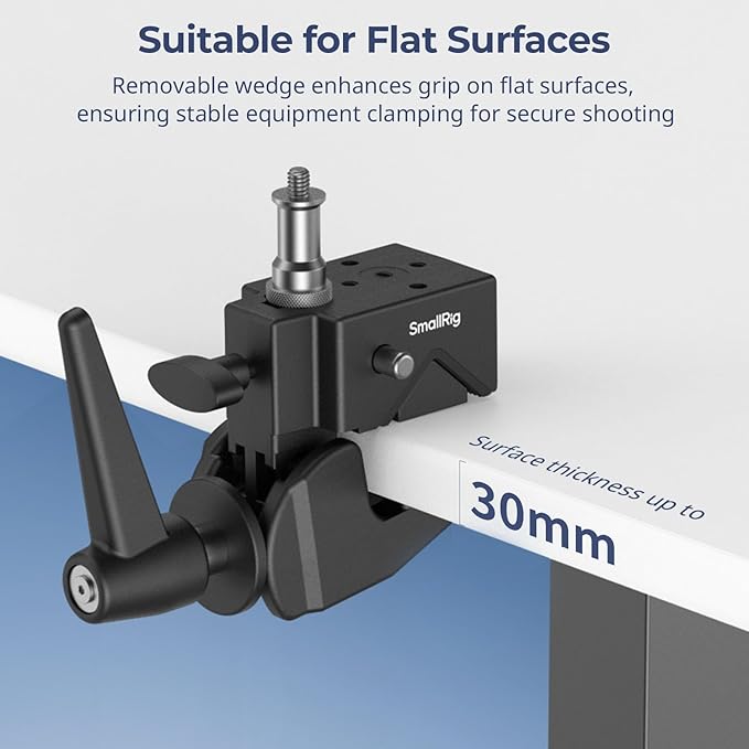 SMALLRIG Super Clamp Kit, Heavy Duty Max Load 33lb /15kg, with a 1/4"-20 & a 3/8"-16 Top Screw on a 5/8" Stud, for Photography Studio Video Camera Lighting, for Round Pipe and Flat Surface (Pack of 4)