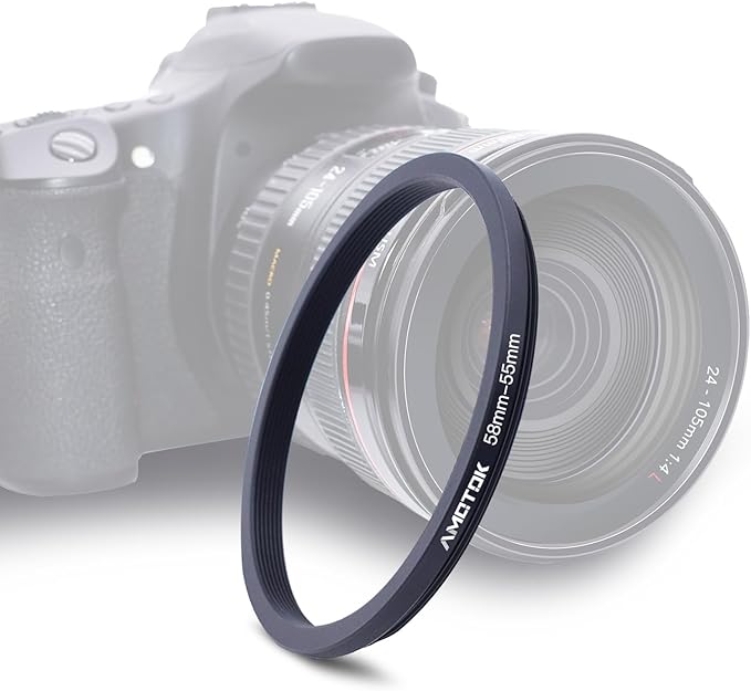 58mm Lens to 55mm Camera Lens Adapter,58mm-55mm Filter Step-Down Ring,Compatible All 55mm Filter Accessory.Made from CNC Machined