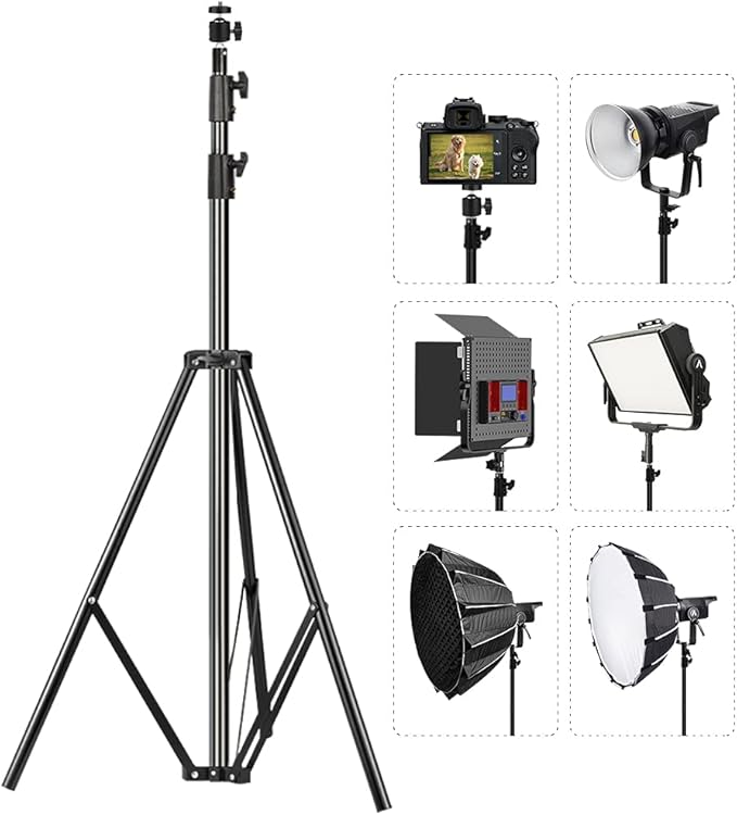 ITOTIN Heavy Duty Light Stand 9.5 Feet/2.8 Meters Adjustable Spring Cushioned Metal Photography Tripod Stand for Photo Studio Speedlight, Ring Light, Photographic Equipments Thickening Flash Stand