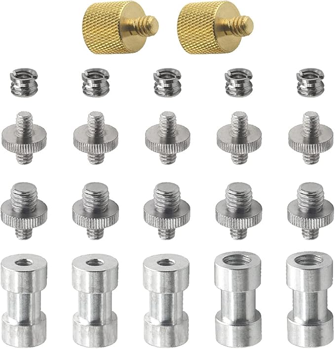 Camera Mount Screw Adapter 22Pack 1/4 Inch and 3/8 Inch Camera Screws Tripod Threaded Screws Adapter Camera Screw Mount Set for Camera Tripod Mono-pod Flash Light