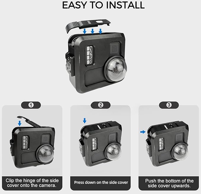 FIFIELD Aluminum Alloy Dustproof Battery Replacement Cover Door for GoPro Max Side Cover, Aluminum Alloy Charging Port Door with EVA Foam Battery Protector Replacement for GoPro Max Action Camera
