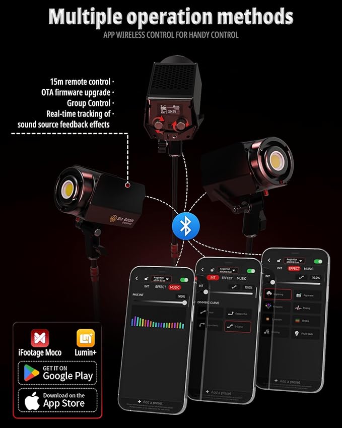 IFOOTAGE COB Video Light SL1 60DN,Continuous Output Lighting, 5600K Daylight,70W Bowens Mount Lights,CRI 98,TLCI 99,12200 Lux,Blueteeth APP Control, Support AC Adapter,Type-C Charge Cable