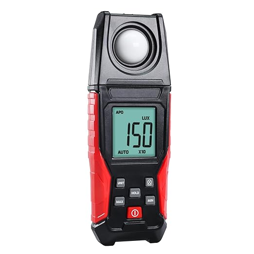 Light Meter Digital Illuminance Lux Meter 0.1~200,000 LUX (0.01~20000FC) with Backlight Luxmeter, Lighting Intensity Brightness Measurement for Indoor Outdoor Plants Film Photography Lumen Meter