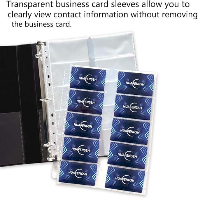 800 Pockets Ultra-Clear Business Card Holder Sleeves Binder Each Sleeve Holds 20 2x3.5” Namecards for 2/3/4 Ring Binder, Double Sided 10 Pocket Credit Card Pages（40 Pack ）