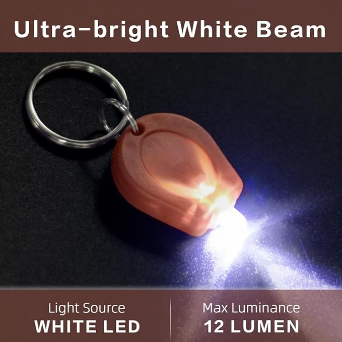 10 Pack Ultra Bright Mini LED Keychain Flashlight, Small Key Ring Flashlight, Portable LED Keychain Light for Outdoor Activities Emergency Light - Brown Shell