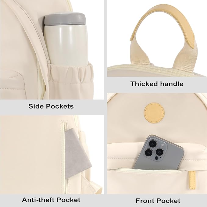 Cwatcun Camera Backpack Bag Small for Women，Fashion DSLR Camera Bag Cute with Tripod Strap and Removable Padded Dividers Lightweight Photograhy Case for Canon/Nikon/Sony Cameras, Off-White
