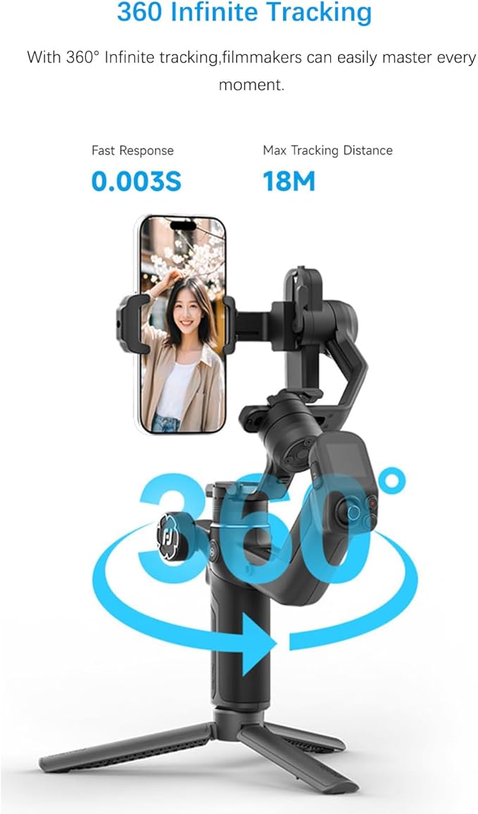 FeiyuTech Scorp Mini 3 Gimbal Stabilizer for Smartphone, 3-Axis Phone Gimbal Built-in AI Tracking Module, with Cooling Fan and Integrated Grip Design, Touch Screen, 2KG Payload for iPhone and Android
