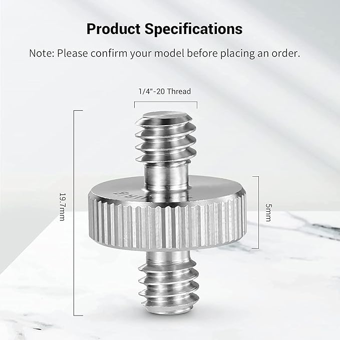 SmallRig 1/4" to 1/4" Male Threaded Screw Adapter Double Head Stud for Camera Cage Monitor LED Microphone, Pack of 2-828