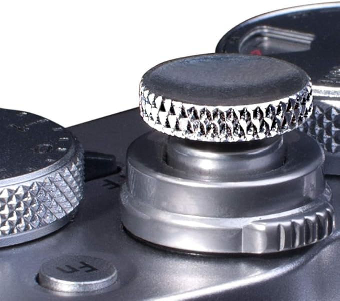 Metal Soft Shutter Release Button,Delicate Camera Shutter Button Knurled Shape Silver(2-Pack)
