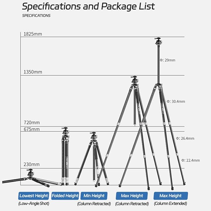 YC ONION Tako T23 Carbon Fiber Tripod with 52mm Bowl Head and FH60S Fluid Head, 3/8" Top Thread, 3 Leg Sections, One Flip Quick Release, Travel Tripod Stand for DSLR Cameras,Camcorders (Max Load 22lb)