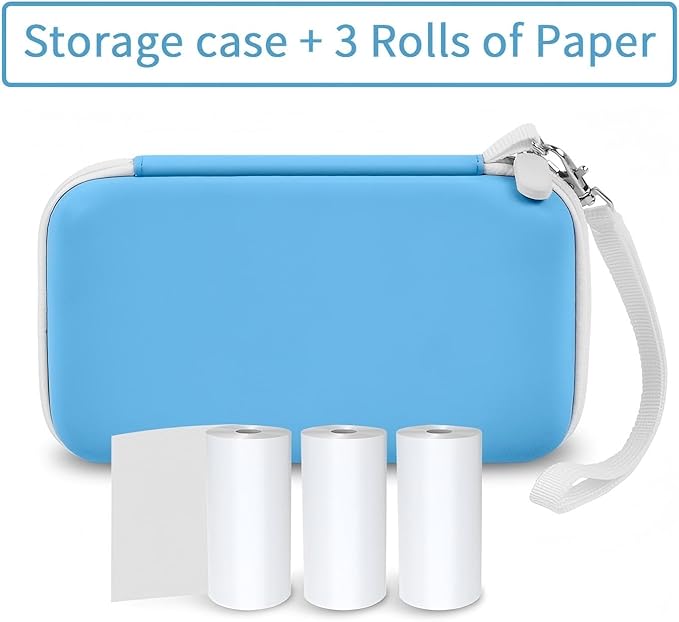 Grapsa Kids Instant Print Camera Case and 3 Rolls Instant Camera Refill Print Paper -Blue