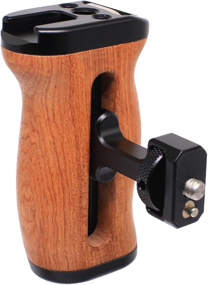 FUGASUN Wooden Side Handle Compatible with ARRI 1/4"&3/8",Adjustable Left/Right Handle for EOS R50V/RP/R50/R100/R7/R8,Alpha A7R V/A7 IV/A7S III/7R V/S III/A7R IV,A6700/FX30/FX3,ZV-E10 ii Camera Cage