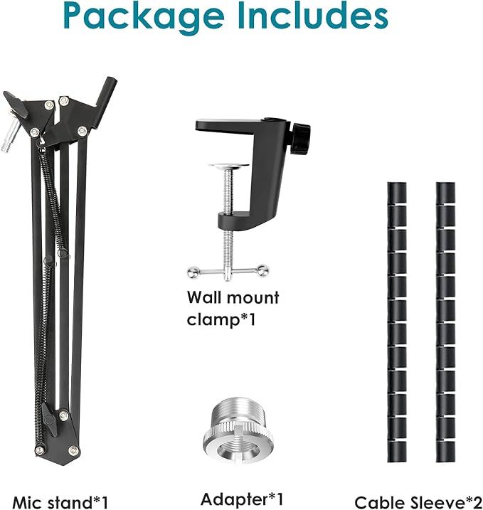 YOUSHARES Microphone Boom Arm Stand for FIFINE K688, AM8, A6T, T669, Shure SM7B/MV7+/MV6, Adjustable Scissor Arm with Cable Management