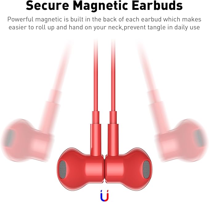 USB C Headphones Wired Type C Earphones for Samsung/Galaxy S26 S25 S24 Plus S23 S22 S21 S20 Note 20 Ultra DAC Magnetic Corded Earbuds for iPhone 15 16 16e 17 Air for Apple/Android Ear Buds Red