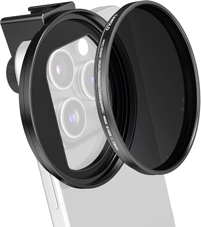 72mm Phone Filter Mount Lens ND Filter Adapter with Cold Shoe Mount, Compatible with 72mm Round Camera Filters, Compatible with iPhone 17 16 15 14 13 12 11 10 Pro Max Plus Samsung Galaxy S24 Ultra