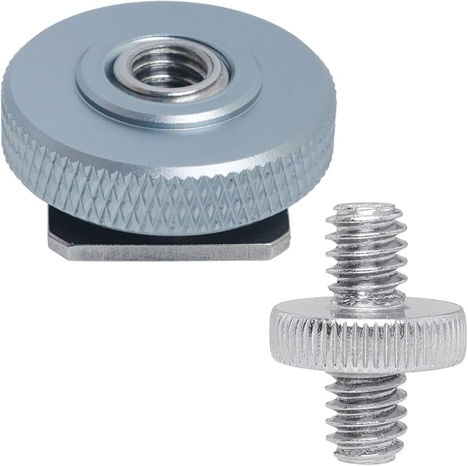Stainless Steel Hot Shoe Mount 3/8 Male to 1/4 Female Single Level Silver Gray 1/4 Male to 1/4 Male Adapter Screws Camera Flash Accessory DSLR Camera Universal For Video Light Monitor