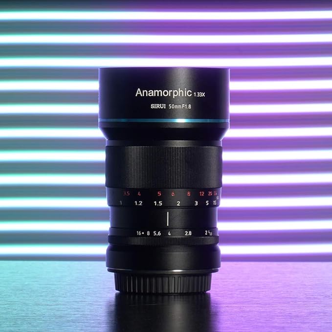 SIRUI 50mm F1.8 1.33X APS-C Anamorphic Lens for E Mount, Blue Flare