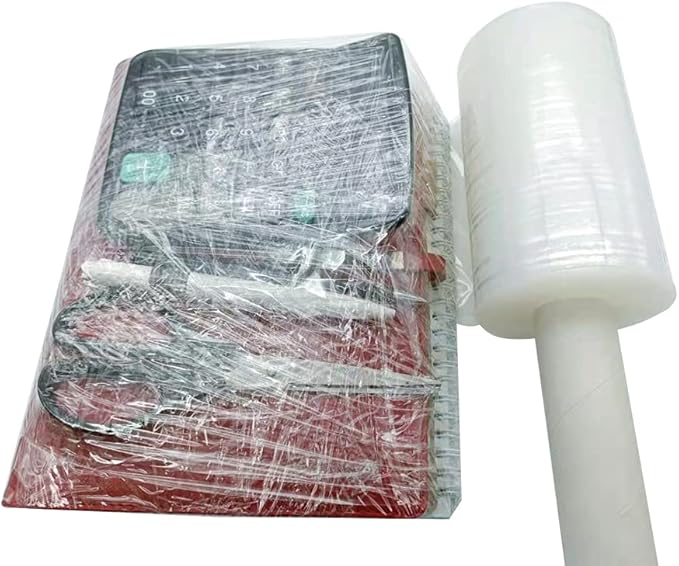 JA PACKING Stretch Wrap Clear Plastic Wrap Roll 6 inch X 1000Ft 80 Guage Industrial Mini Stretch Wrap Film with Handle for Moving,Shipping,Packing Fuiniture Adhering Shrink Film
