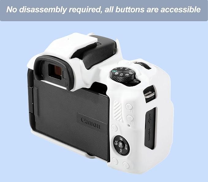 Pocoukate Case for Canon EOS R50 Camera, Soft Silicone Protective Cover Skin with EOS R50 Screen Protector Accessories for Canon EOS R50 Mirrorless Camera Silicone Case - White