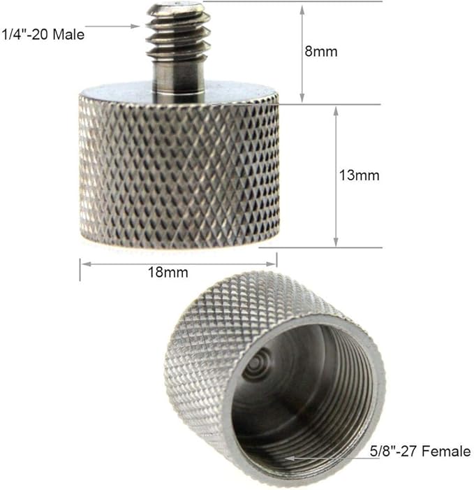 CAMVATE 1/4"-20 Male to 5/8"-27 Female Microphone Stand Mount for Camera Stud - 0988