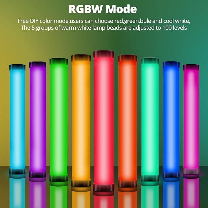 AMBITFUL A2 RGB LED Light Wand -Full Color Magnetic Video Light Stick,Handheld Tube Light with 29 Effects, 2500-8500K, 2500mAh, CRI 95+ for Photography, YouTube, TikTok (A2+Desktop Tripod)