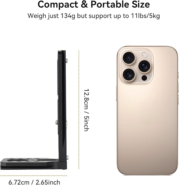 UTEBIT Camera L Bracket with 1/4'' Screw,Folding Brackets Vertical Horizontal Switching, Camera Bracket Mount with 4 Non-Slip Rubber Pads for DJI Osmo Pocket 3,for Sony a7riii a7rii A7S a6000 a6300