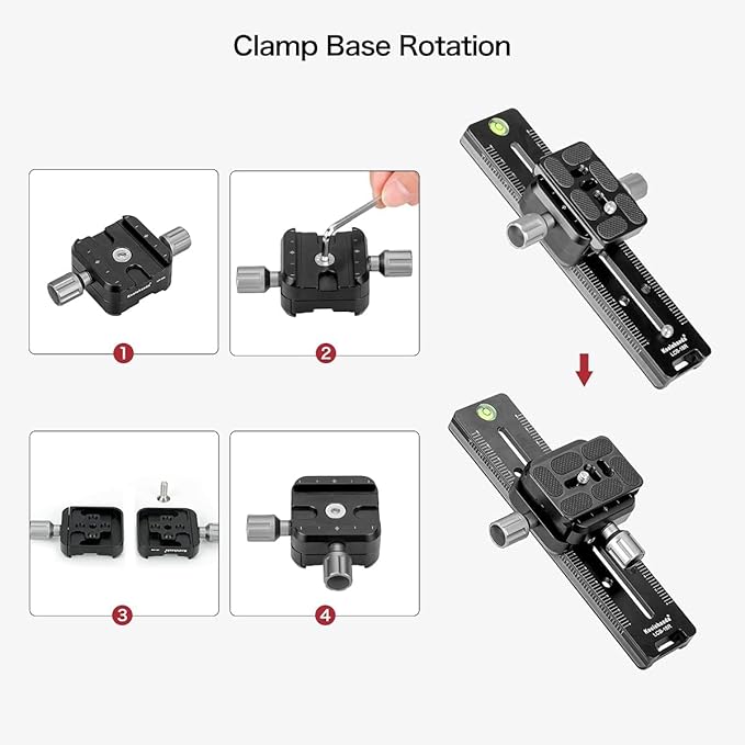 Koolehaoda 180mm Rail Nodal Slide Metal Quick Release Clamp,Dual Dovetail Camera Bracket Mount with Double-Sided Clamp can be Rotated 90°, for Camera with Arca Swiss Compatible(LCB-18R)