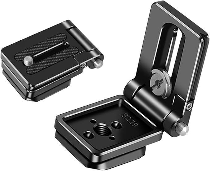 Foldable Camera L Bracket,Tripod Quick Release Plate, Aluminum Vertical Horizontal Switching Mount with Arca Swiss 1/4" & 3/8" Threaded for DSLR Mirrorless Camera Stabilizer Monopod Tripod Gimbal