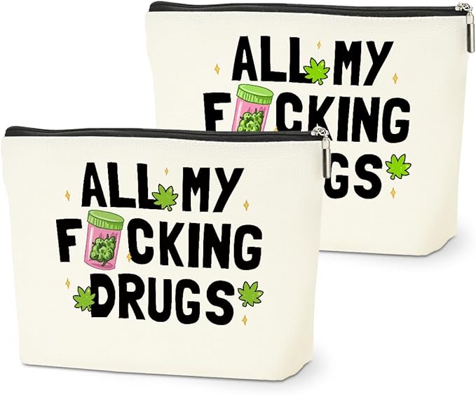 2 PCs Weed Gifts Funny Gifts Makeup Bag Marijuana Gifts Cosmetic Bag, Weed Accessories Gag Gifts, Friendship Gifts for Women Girls Best Friends Coworkers Christmas birthday Gifts Zipper Pouch