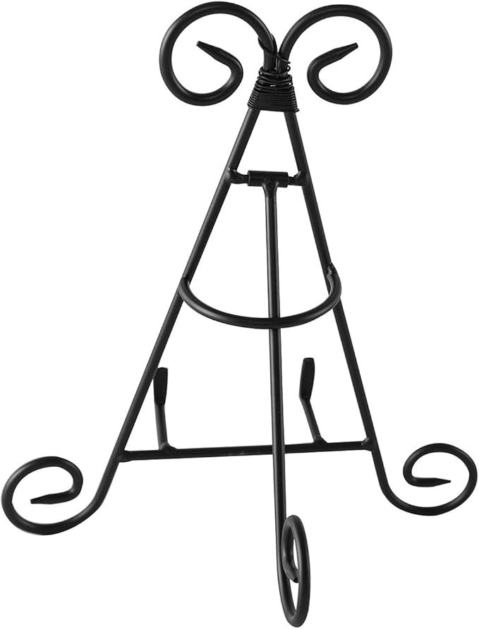 Super Z Outlet Tall Black Iron Curve Design Adjustable Display Stand for Photo Picture Albums, Home Decoration, Fine China Plates, Arts & Crafts Showcase (9")