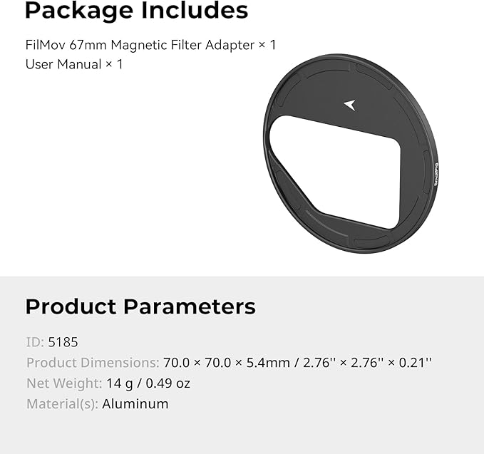 SmallRig FilMov 67mm Magnetic Filter Adapter for Samsung S25 Ultra, Quick Release Adsorption Design Wide Angle Unobstructed, Compatible with 67mm Filter - 5185