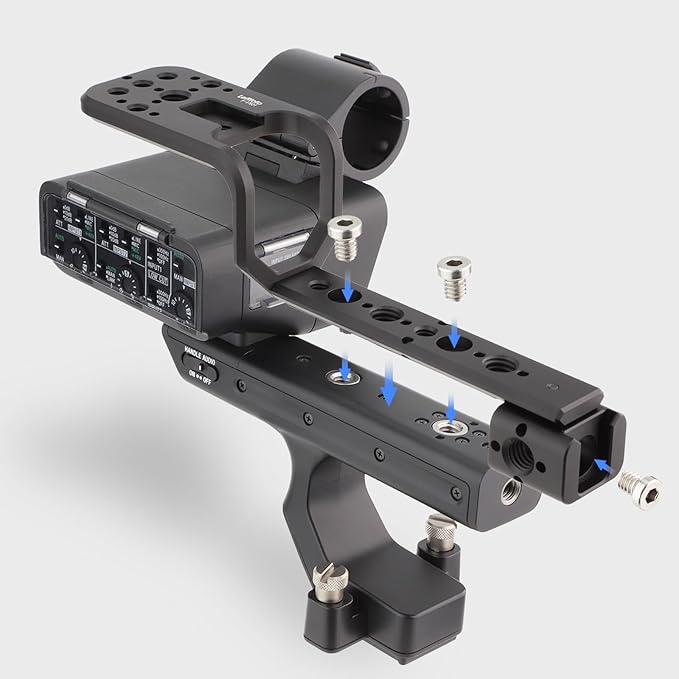 Leftfoto Handle Extension Rig Compatible with XLR Handle Unit for Sony Camera FX3 FX30,Extension Bracket Grip with Cold Shoe,NATO & 1/4"-20 and 3/8"-16 Threads
