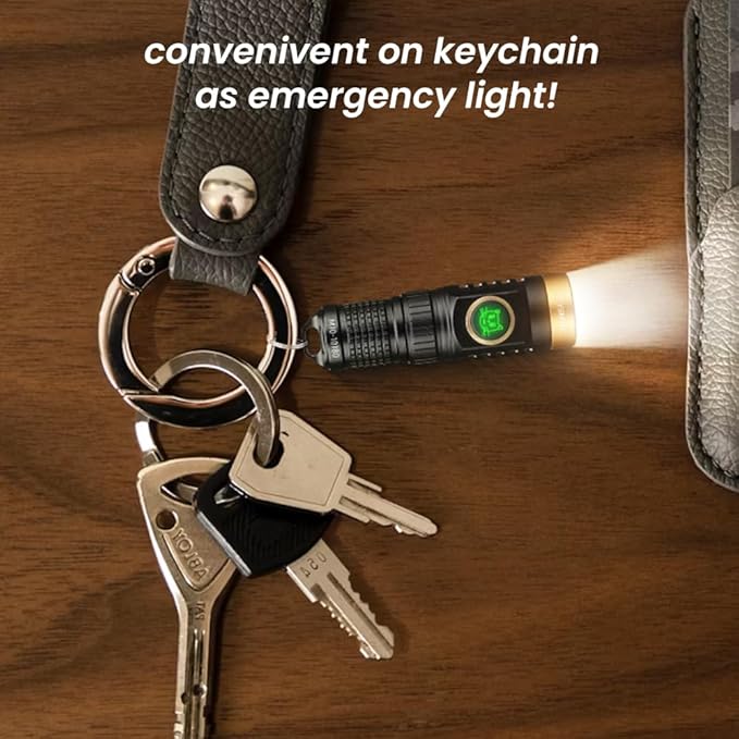 Yemao Rechargeable Keychain Flashlight with Chain,600 High Lumens EDC Pocket Flashlights, Mini Flashlight with 6 Modes for Home Daily Use,Outdoor Emergency (Mini)