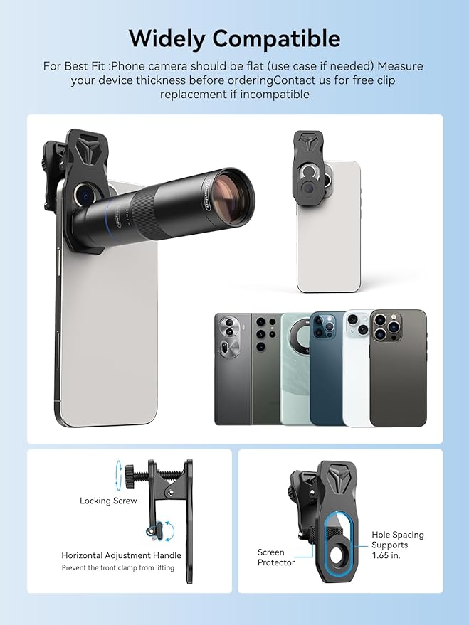 MIAO LAB 10X Telephoto Lens & 200mm Macro Lens, 2-in-1 Aluminum Phone Camera Lens Kit with Universal Clip. Phone Lens Attachment Fit for iPhone 17/16/15/14, Samsung, Android Phone and Most Smartphone
