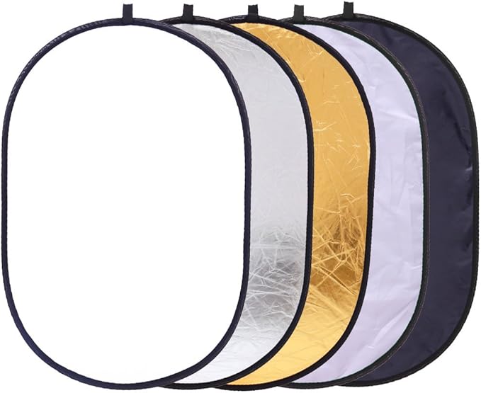 5 in 1 Portable 35"x47"/ 90x120cm Oval Collapsible Multi Disc Photography Studio Photo Camera Lighting Reflector/Diffuser Kit with Carrying Case, Great for Photo Shoots and Taking Pictures in Accurate