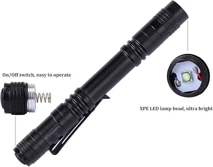 GzvvSvzoi LED Pen Flashlight, 6Pcs Pocket Flashlights Super Bright Slim Pen Light with Clip Waterproof Penlight for Inspection, Repair, Emergency Powered by 2*AAA Battery (not Included)